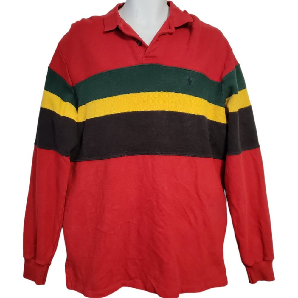 Vintage Polo by Ralph Lauren Red Rugby Shirt Made in USA Large